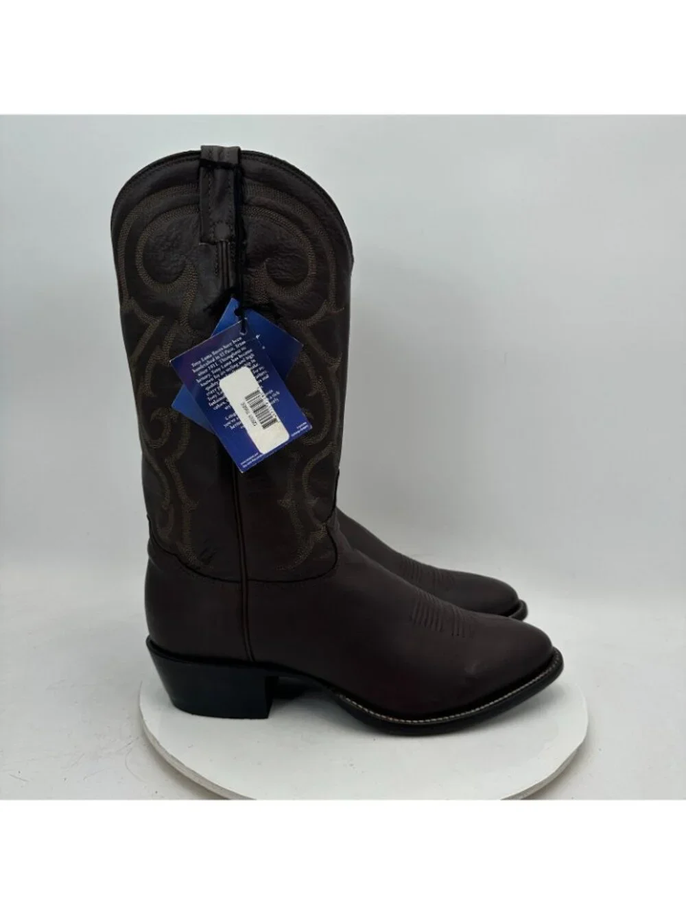 Tony Lama 1112 Men Size 9.5 EE Brown Shark Embroidered Leather Western Boot